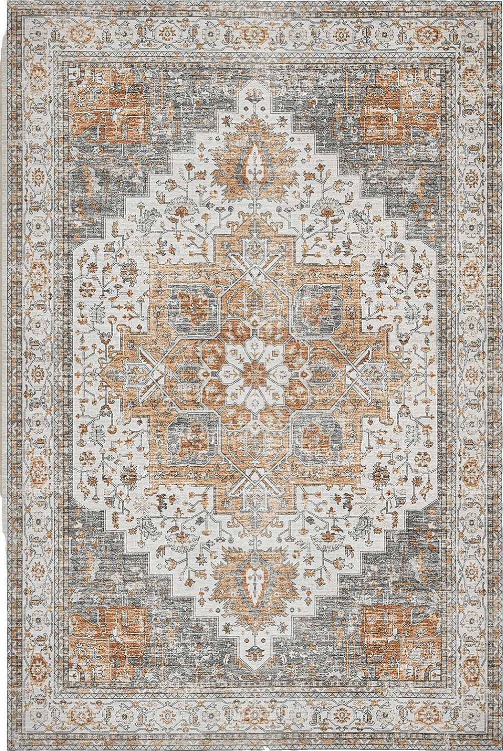 Fluffy 9x12 Area Rugs for Living Room: 9x12 Rug for Bedroom Machine Washable with Non Slip Backing Non Shedding, Boho Medallion Floral Large Carpet for Dining Room Nursery Home Office Grey/Gold