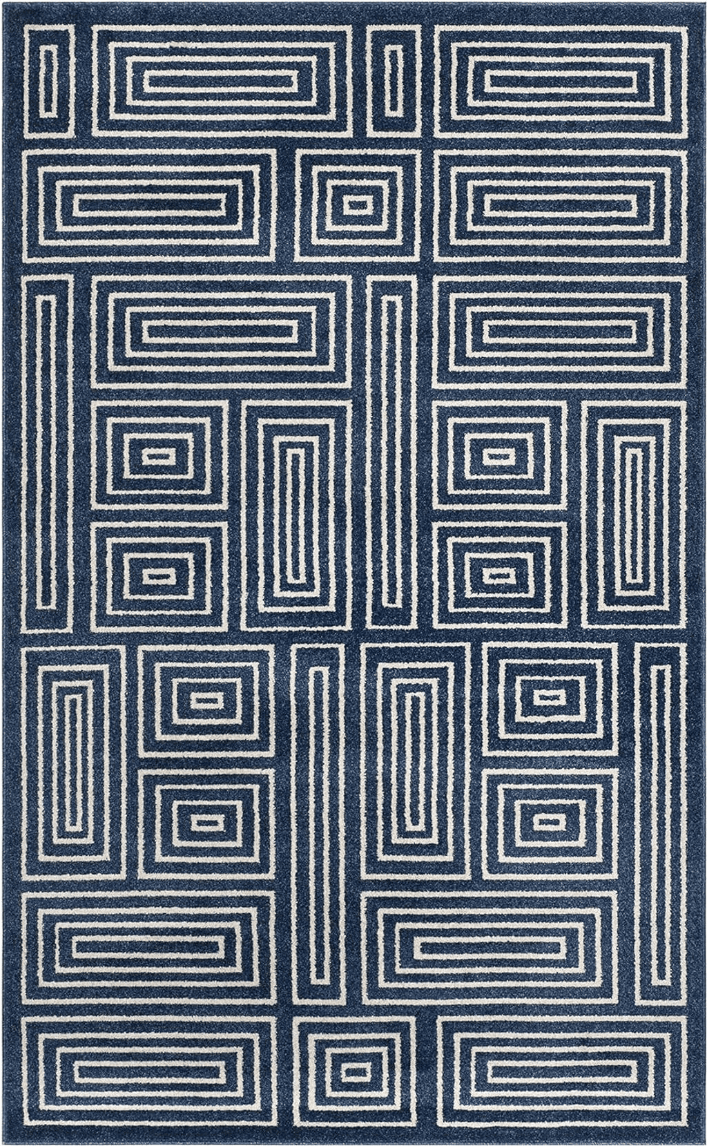 SAFAVIEH Amherst Collection Accent Rug - 4' x 6', Navy & Ivory, Mid-Century Modern Design, Non-Shedding & Easy Care, Ideal for High Traffic Areas in Entryway, Living Room, Bedroom (AMT430P)