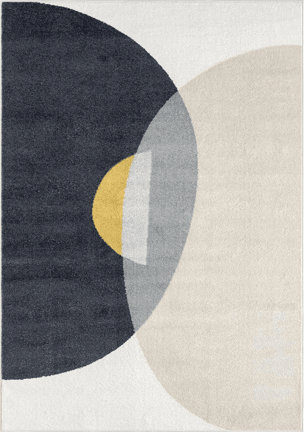 Abani Geometric Beige/Charcoal Yellow Area Rug - 5'x 8' - Modern Half-Moon Design Mid-Century Deco - Easy to Clean - Durable for High Traffic Areas – Bedroom & Office - Medium Pile