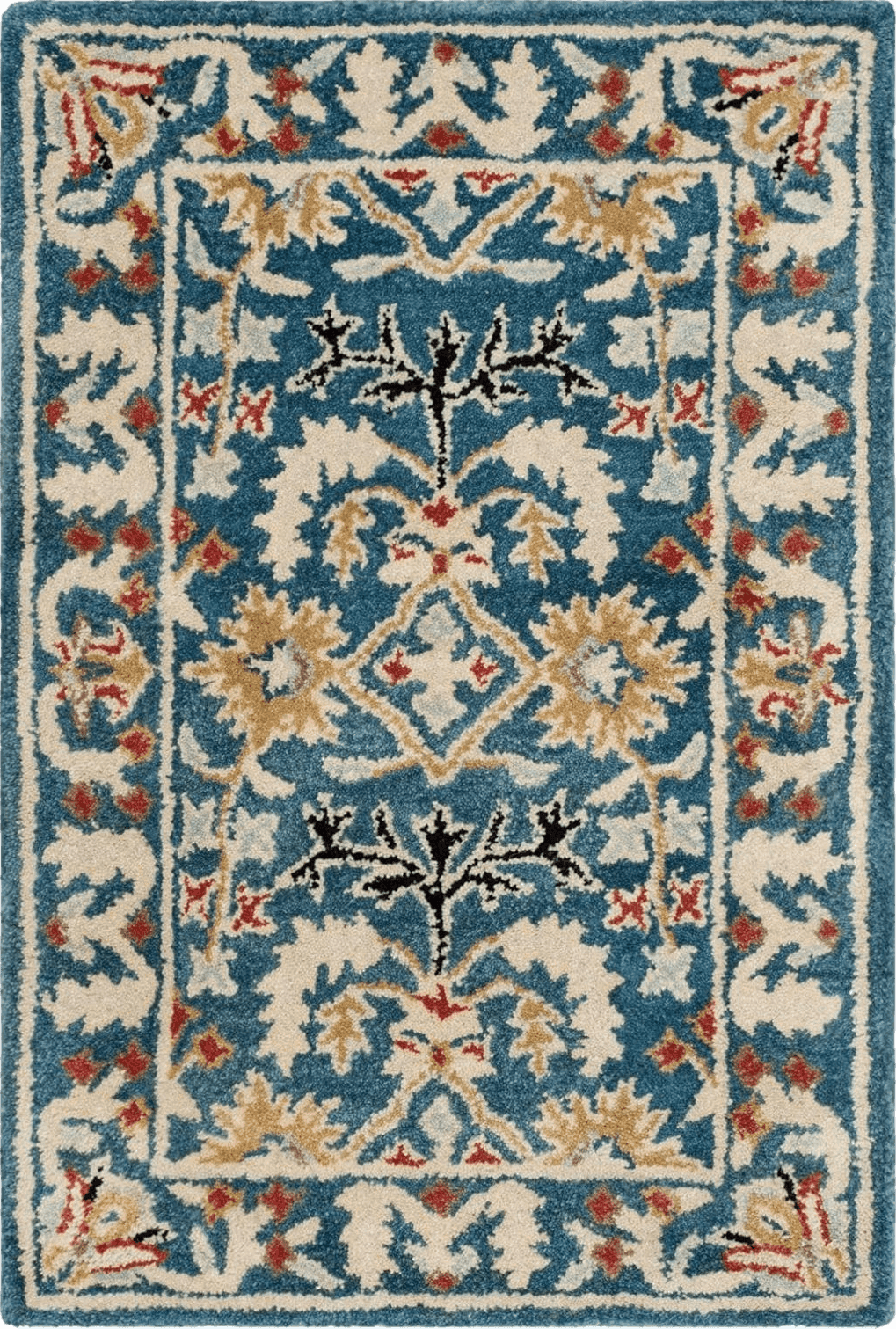 SAFAVIEH Antiquity Collection 2' x 3' Dark Blue/Multi AT64B Handmade Traditional Oriental Premium Wool Accent Rug