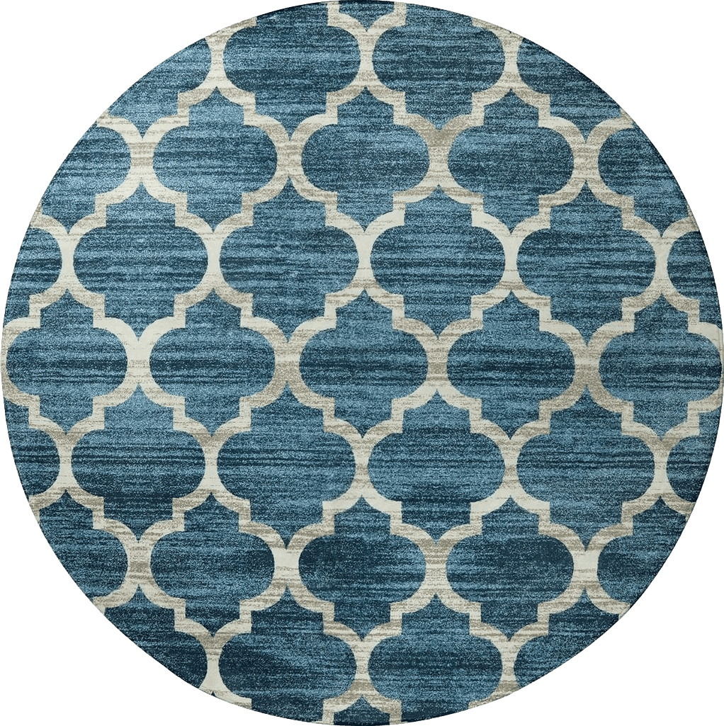 Wool Lahome Moroccan Round Area Rug - 6' Diameter Faux Wool Non-Slip Area Rug Small Accent Distressed Throw Rugs Floor Carpet for Door Mat Entryway Bedrooms Laundry Room Decor (Round -6' Diameter, Blue)