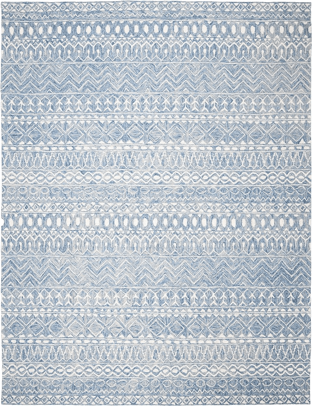 SAFAVIEH Micro-Loop Collection Area Rug - 8' x 10', Blue & Ivory, Handmade Moroccan Boho Tribal Wool, Ideal for High Traffic Areas in Living Room, Bedroom (MLP502M)