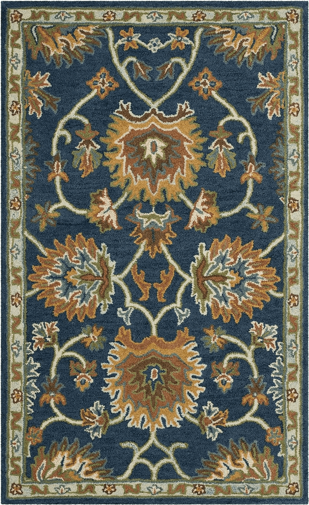 SAFAVIEH Heritage Collection Accent Rug - 2' x 3', Navy, Handmade Traditional Oriental Wool, Ideal for High Traffic Areas in Entryway, Living Room, Bedroom (HG654A)