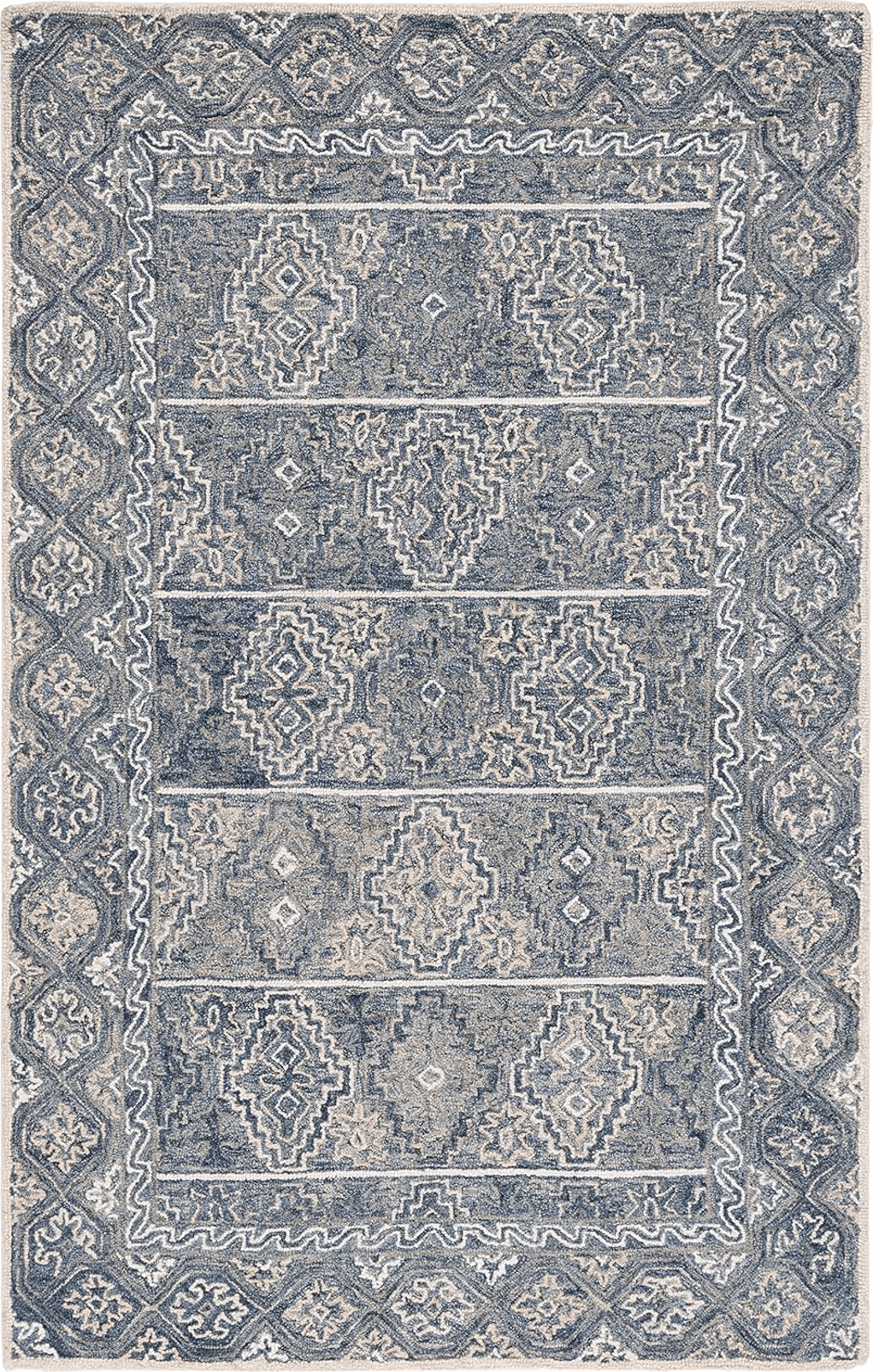 Area White 8x10 SAFAVIEH Aspen Collection Area Rug - 8' x 10', Blue & Beige, Handmade Boho Wool, Ideal for High Traffic Areas in Living Room, Bedroom (APN275M)