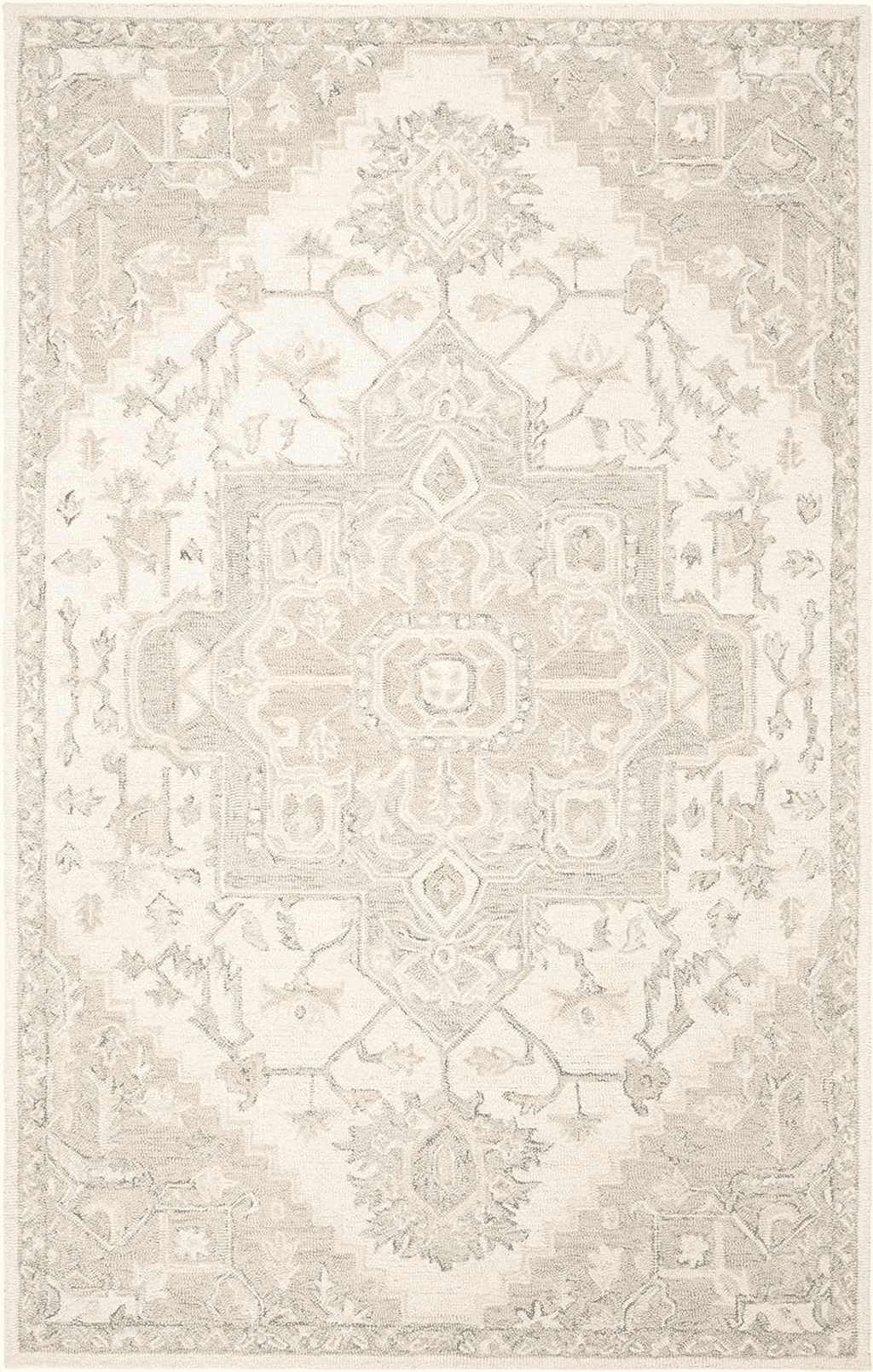 SAFAVIEH Micro-Loop Collection Area Rug - 5' x 8', Ivory & Beige, Handmade Shabby Chic Medallion Wool, Ideal for High Traffic Areas in Living Room, Bedroom (MLP503B)