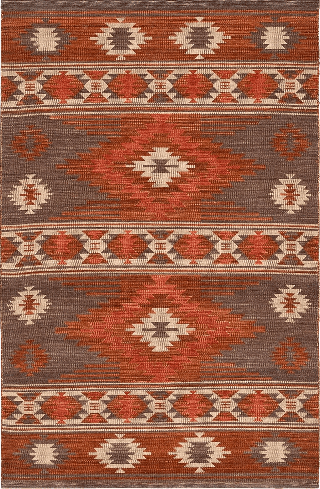 Safavieh Kilim Collection Area Rug - 5' x 8', Brown & Dark Grey, Handmade Tribal Southwestern Boho Rustic Wool, Ideal for High Traffic Areas in Living Room, Bedroom (KLM331T)