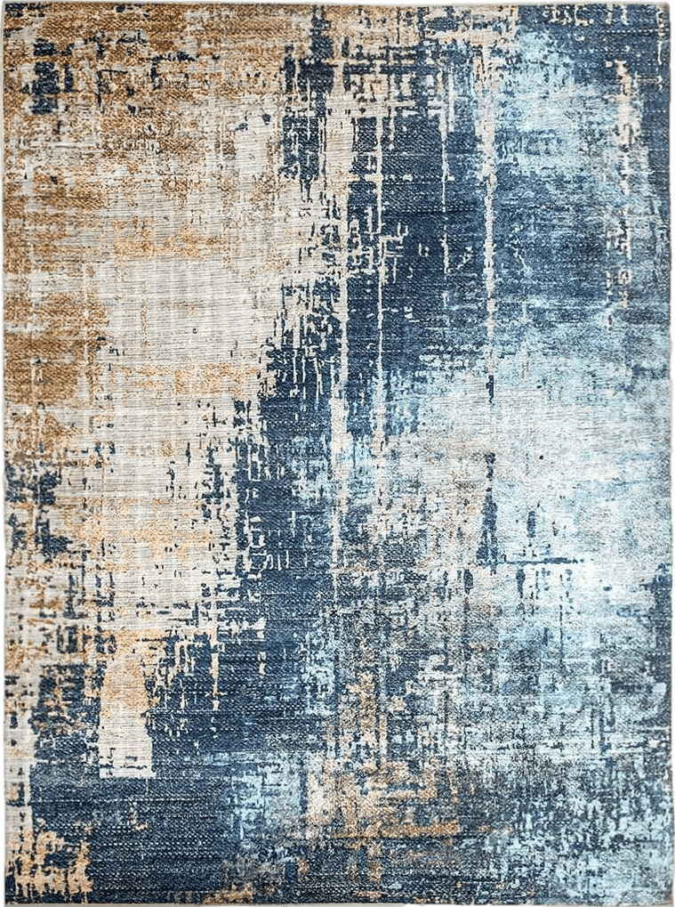 VK VK·LIVING Washable Rug 5x7 Modern Abstract Machine Washable Area Rugs Anti Slip Backing Washable Rugs for Living Room, Bedroom, Home Decor, Blue