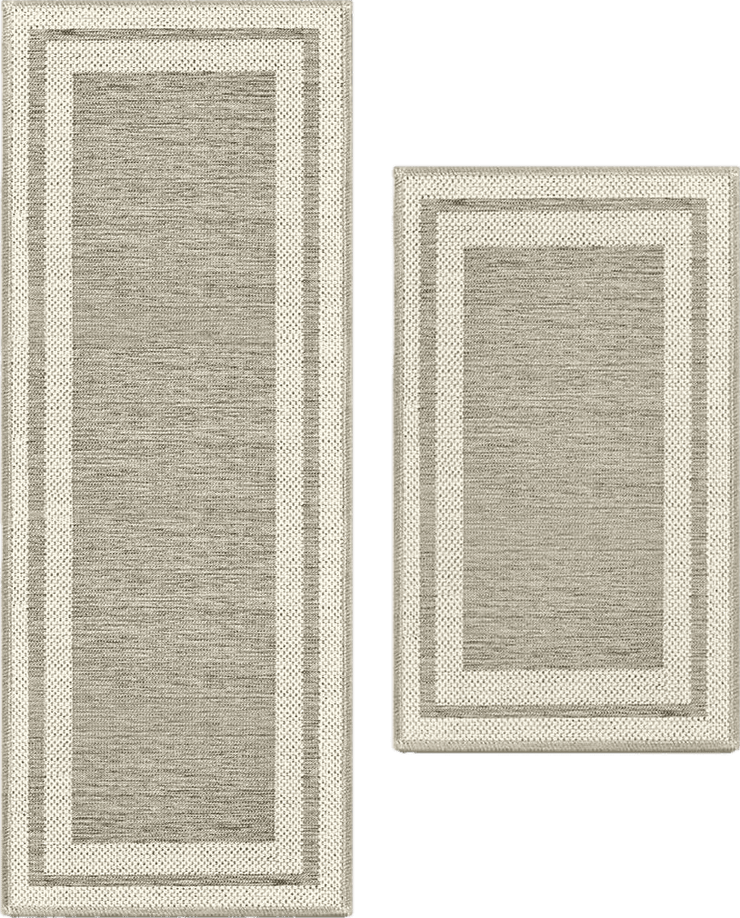 Runner All Runners Artoid Mode Rubber Non-Slip Washable Absorbent Kitchen Rugs and Mats Set of 2, Kitchen Mats for Floor Kitchen Runner Hallway Laundry Room in Front of Sink Beige Grey - 17x29 and 17x47 Inch