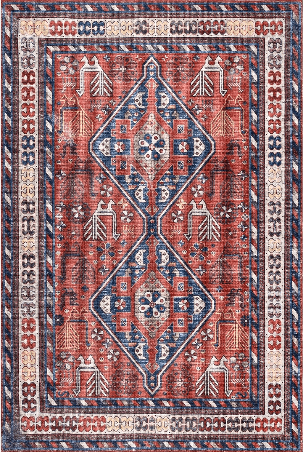 nuLOOM Stella Machine Washable Traditional Tribal Area Rug, 6x9, Rust