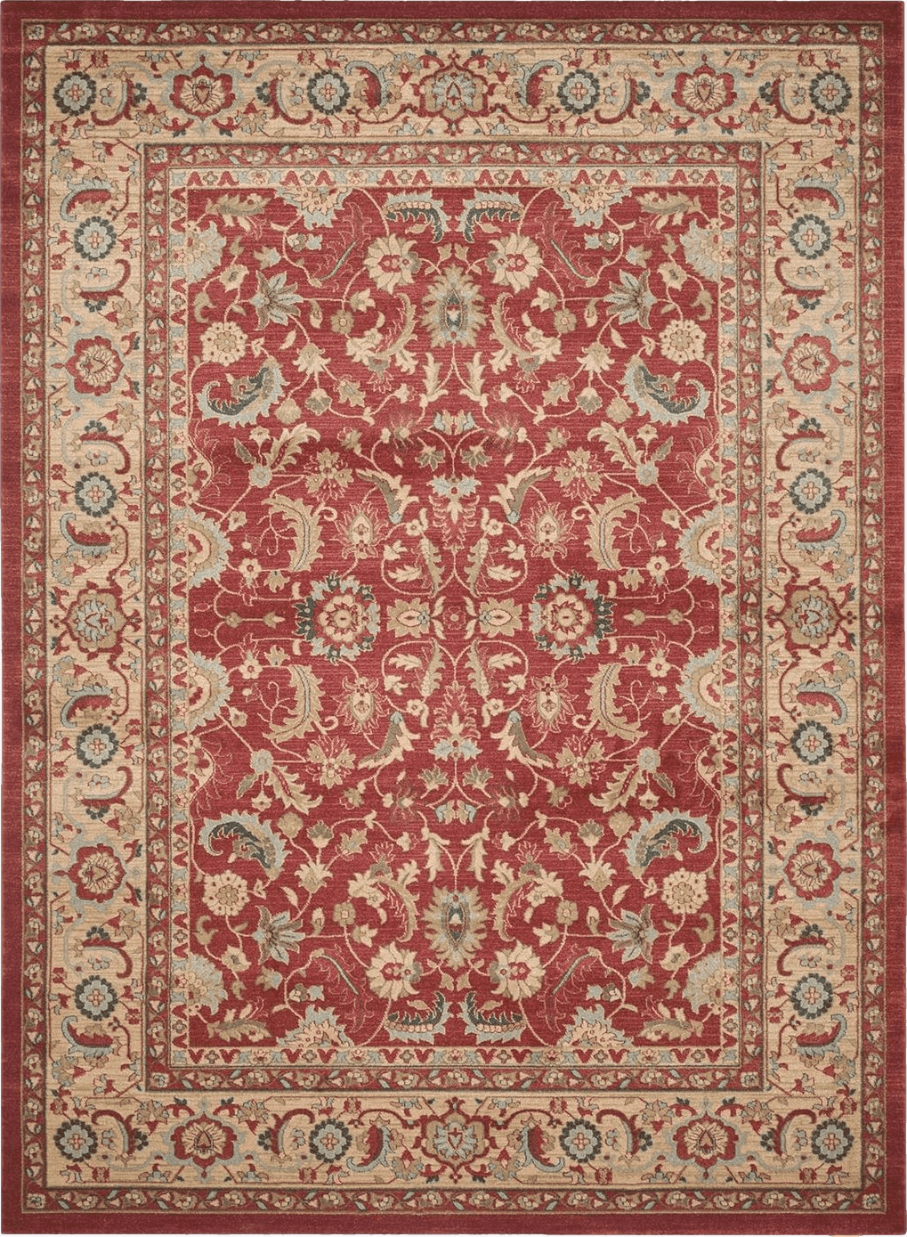 Area Oversized SAFAVIEH Mahal Collection Area Rug - 10' x 14', Red & Natural, Traditional Oriental Design, Non-Shedding & Easy Care, Ideal for High Traffic Areas in Living Room, Bedroom (MAH699A)