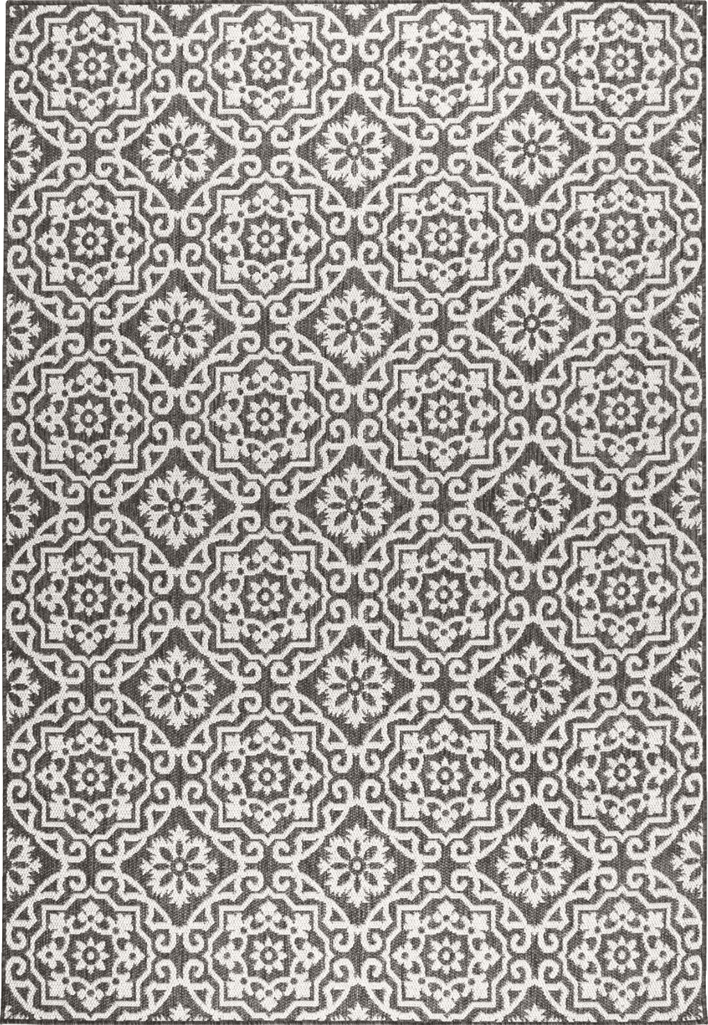 Nicole Miller New York Patio Country Danica Transitional Geometric Indoor/Outdoor Area Rug, Black/Grey, 3'11"x5'2"