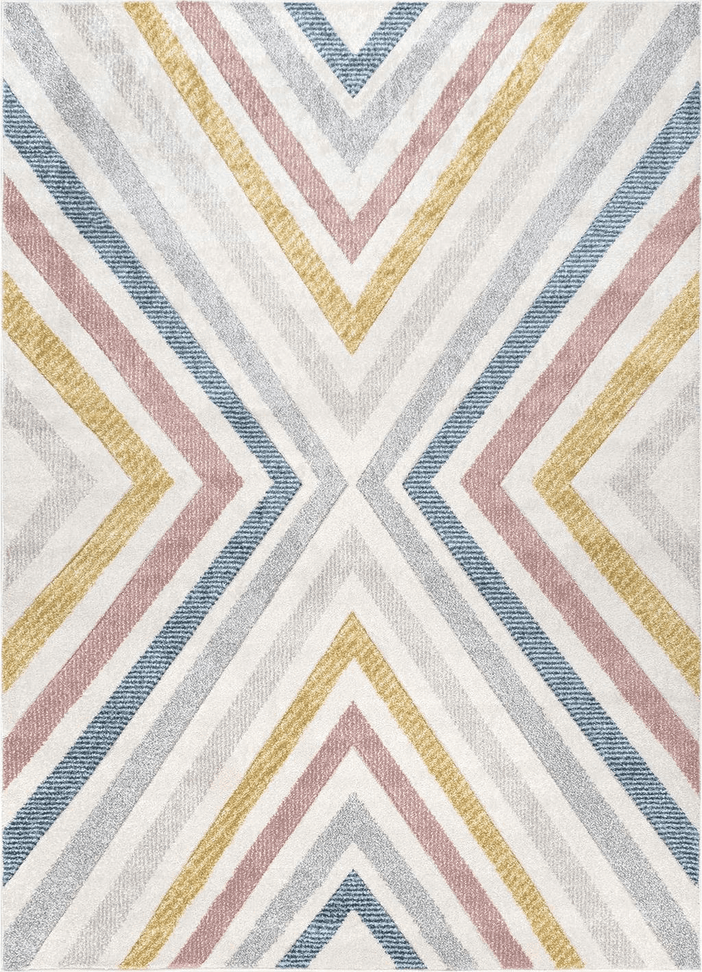 Geometric Blue nuLOOM Neveah Contemporary Chevron Area Rug, 5x7, Beige