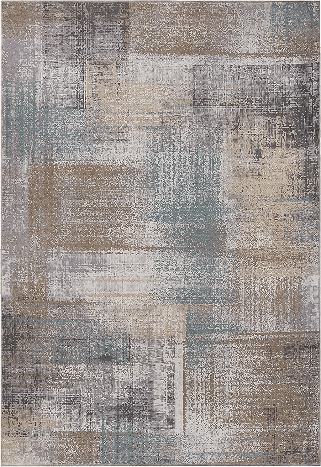 SUPERIOR Washable Indoor Large Area Rug, Modern Abstract Home Floor Decor for Living Room Spaces, Kitchen/Dining, Bedrooms, Office, Dorm, Patchwork Aesthetic, Aria Collection, 4' x 6', Taupe