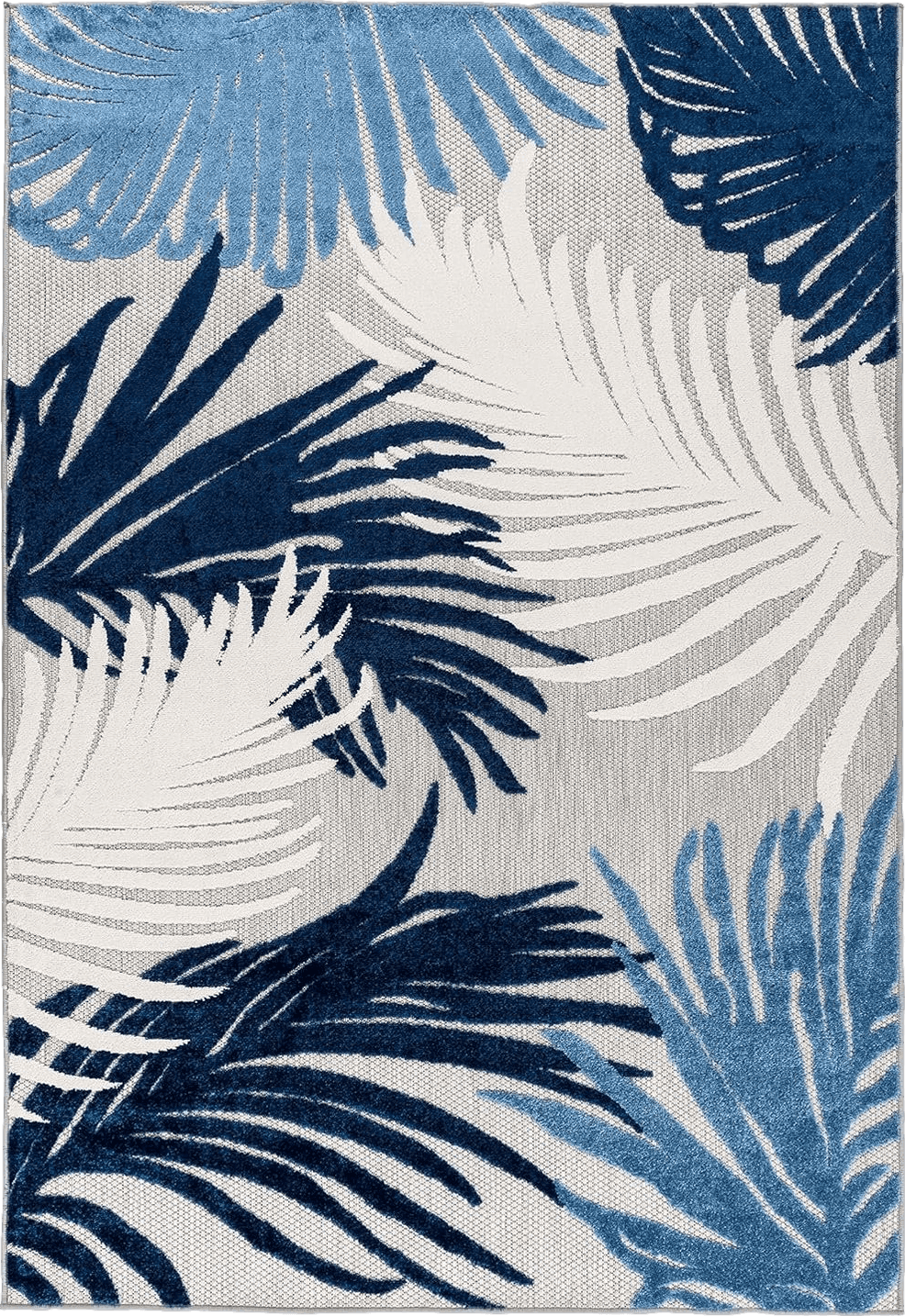 Rugshop Lucca Contemporary Floral Indoor/Outdoor Area Rug 6' 6" x 9' Navy