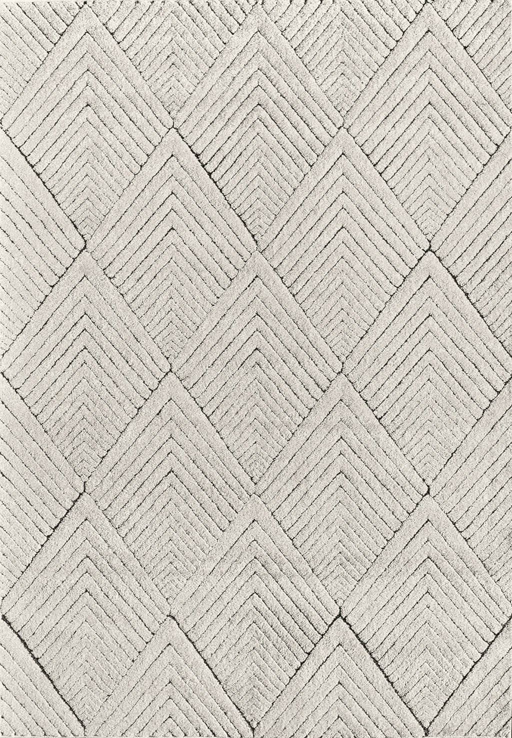 CosmoLiving by Cosmopolitan Chanai CN30A Alabaster Geometric Contemporary Area Rug, 2'0"x8'0"