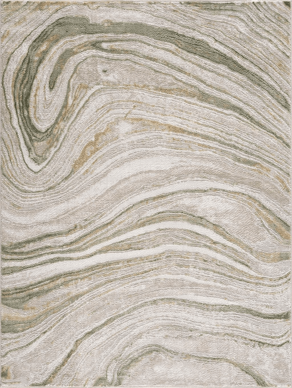 Hauteloom Liverpool Modern Abstract Bedroom Living Room Area Rug - Marble Swirl Pattern - Contemporary Bohemian Farmhouse - Green, Brown, Beige - 5'3" x 7'