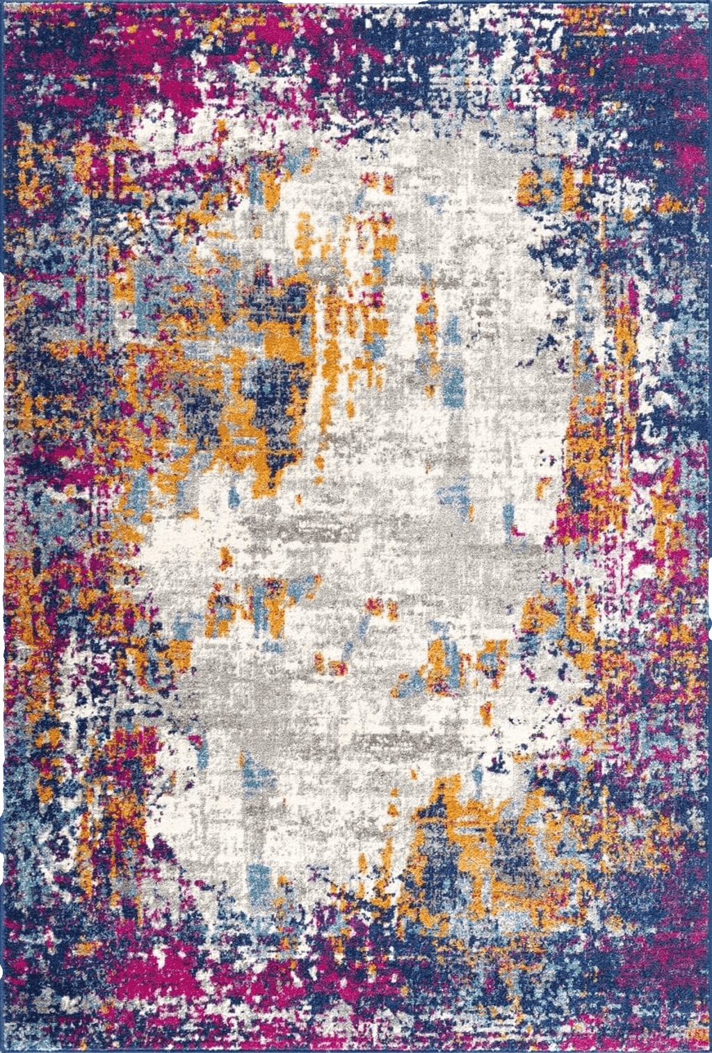 Abani Distressed Modern Vibrant Multicolor 4' x 6' Area Rug - Contemporary Red, Yellow, & Blue Non-Shed Premium Living Room Rug Rugs