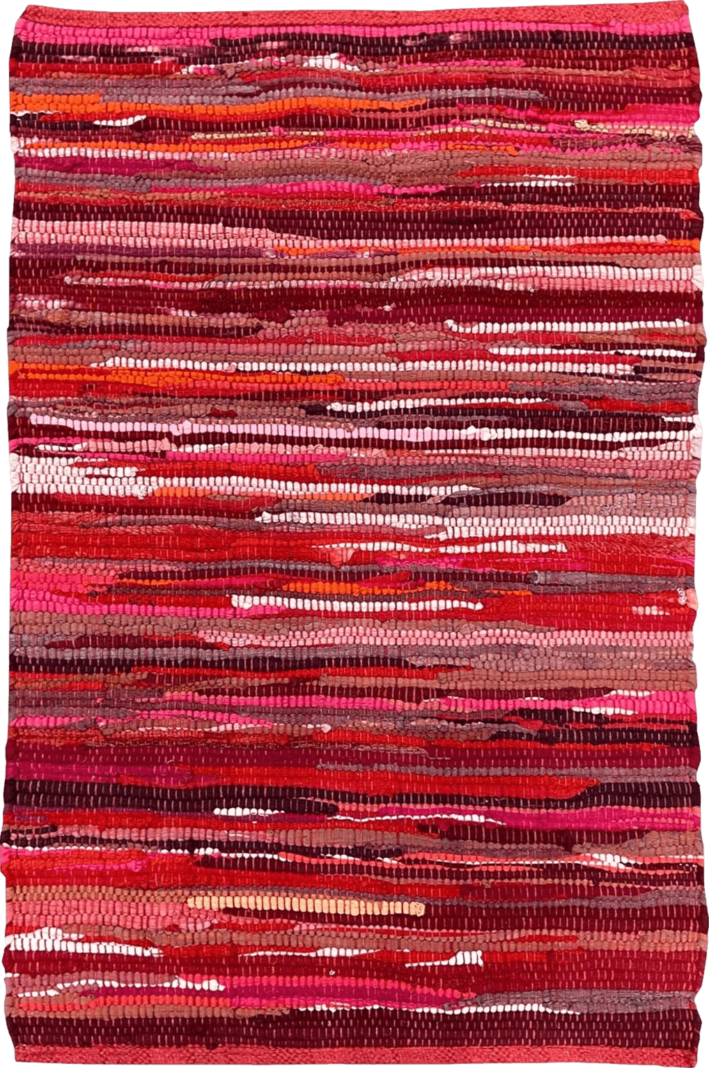 Checkered Kitchen Red 100% Cotton Rag Rug 24x36 - Multicolor Chindi Rug - Hand Woven & Reversible for Living Room Kitchen Entryway Rug - Red