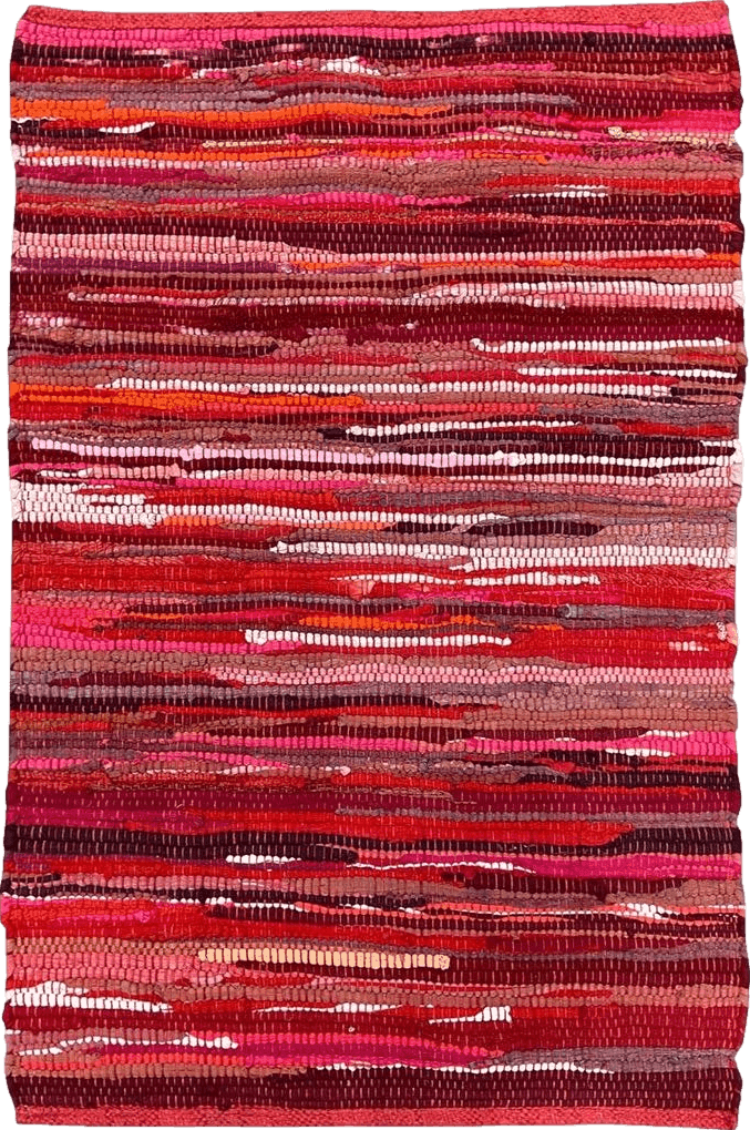 Checkered Kitchen Red 100% Cotton Rag Rug 24x36 - Multicolor Chindi Rug - Hand Woven & Reversible for Living Room Kitchen Entryway Rug - Red