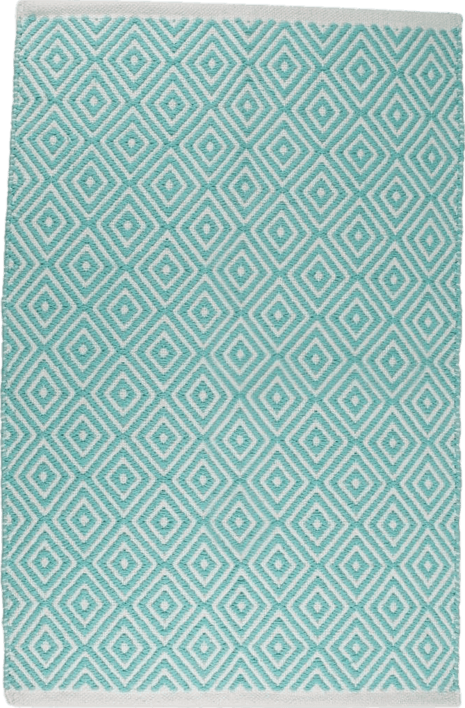 DII Woven Cotton Throw Rug, Area Rugs for Kitchen, Bedroom, Bathroom or Entry Way, Small Rug, 2x3, Diamond Aqua