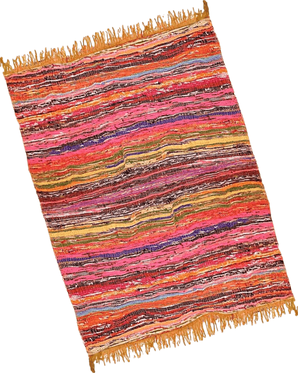 Chindi NAQSH Chindi Area Rag Rug 3.5x6 Feet - Eco Friendly 100% Recycled Cotton Colorful Reversible Runner Rugs, Multicolor Hand Woven Home Collection (Orange Chindi Runner)