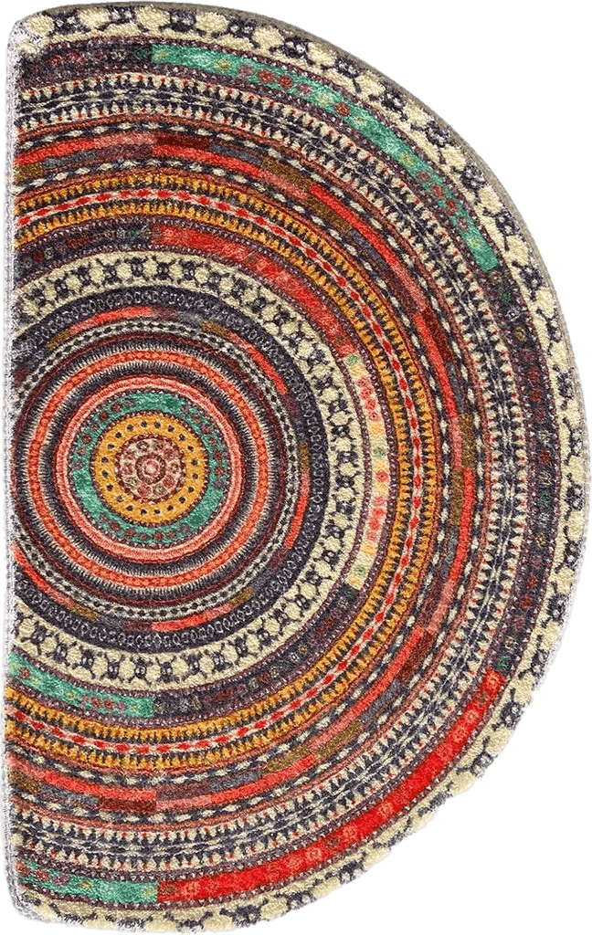 Half Round Door Mat,Semi Circle Bathroom Floor Rug,Mandala Boho Bohemian Non-Slip Welcome Entrance Way Absorbent Bath Mat,Microfiber Tufted Indoor Rug for Kitchen Living Room (Multicolor)