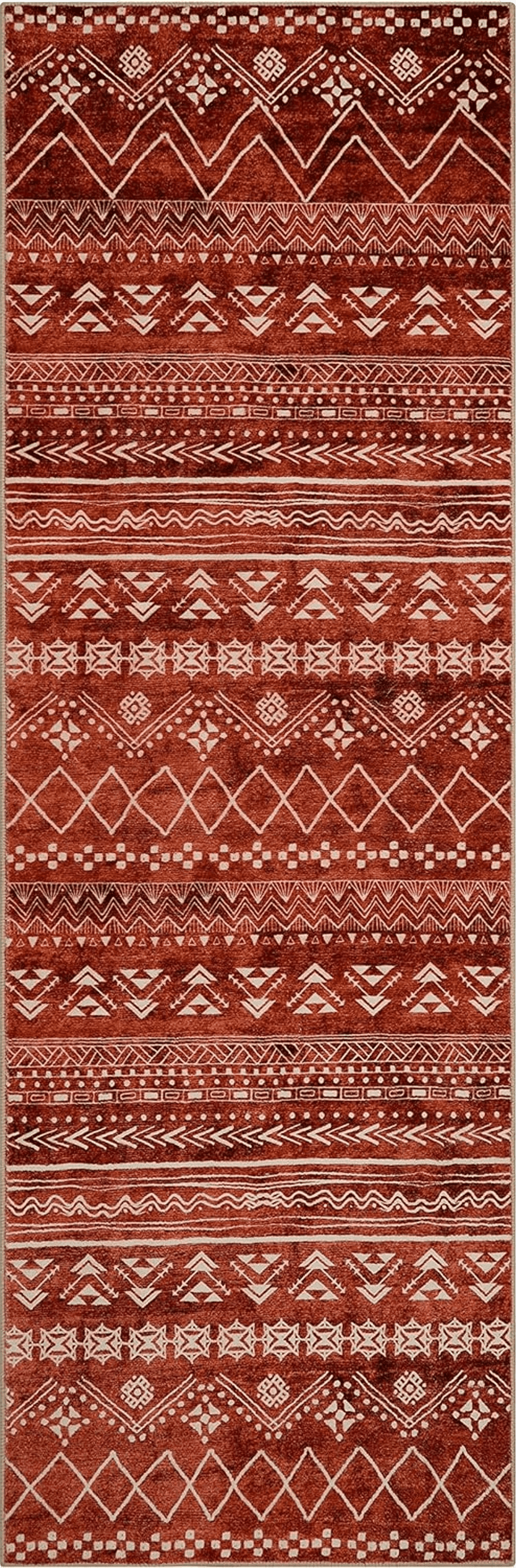 Bohemian Red Beeiva Washable Laundry Room Rugs, Bohemian Orange Rug Runners for Hallways 6 Feet Non Slip with Rubber Backing for Bedroom Kitchen, Geomatric Tribal Rugs for Bedroom Entryway Runner
