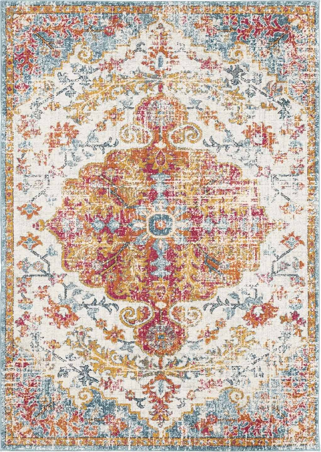 Artistic Weavers Odelia Vintage Bohemian Area Rug,5'3" x 7'3",Orange/Aqua