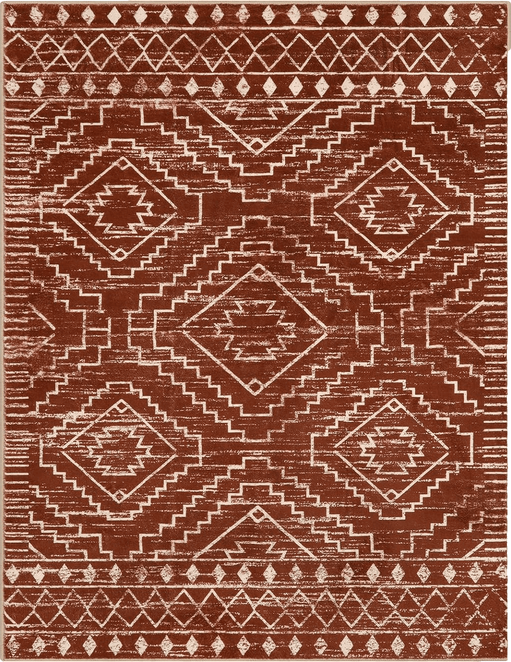 Wonnitar Moroccan 5x7 Area Rugs,Large Soft Rug for Dining Room,Washable Bohemian Tribal Living Room Bedroom Rug,Geometric Non-Shedding Indoor Carpet for Closet Nursery Entry,Reddish Brown