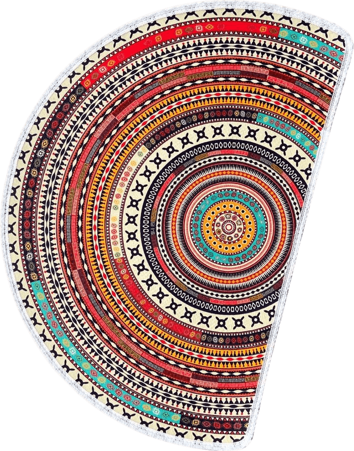 LOOSLOON 2 Pcs Boho Half Round Bath Mat,Non-Slip Absorbent Bathroom Rug,Washable Floor Mats,Bohemian Mandala Shower Rugs,for Indoor Floor, Bedroom,Tub, Front Door Entrance,30"×20" (b2)