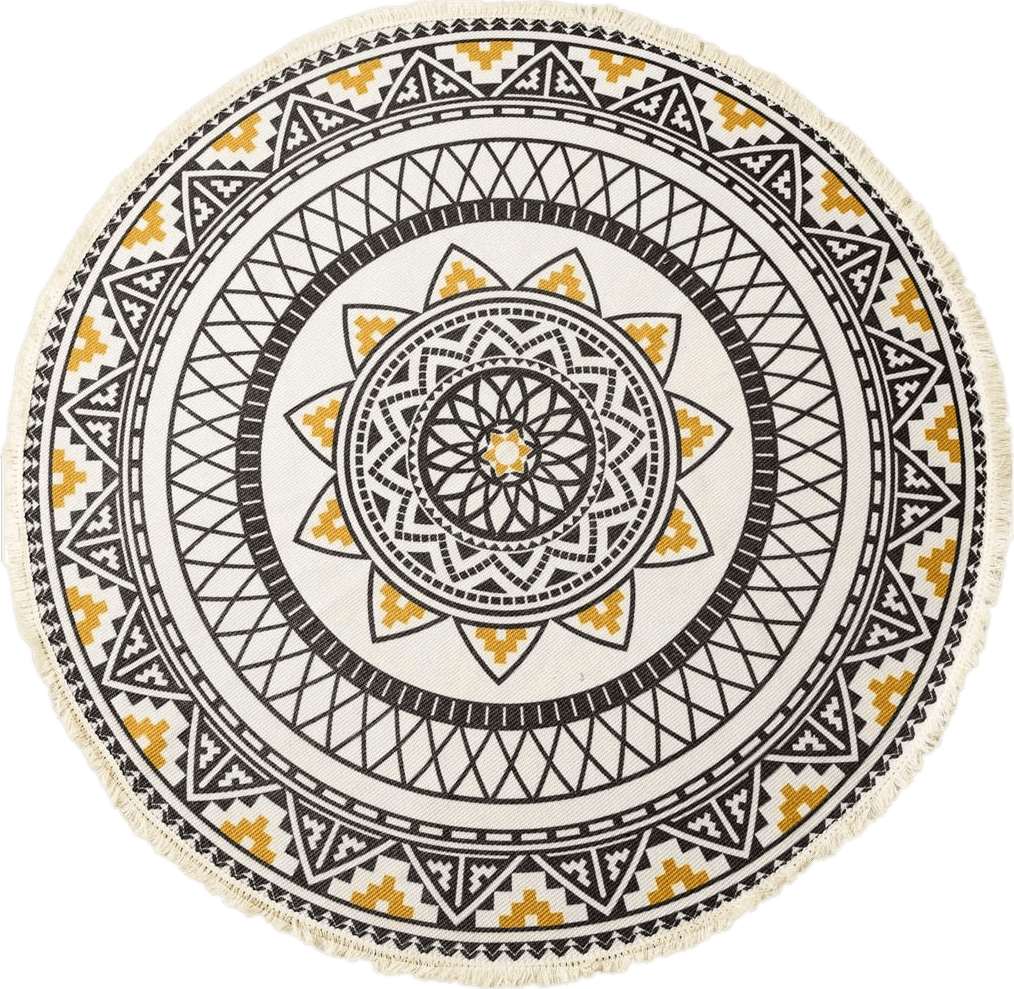 Miiciuib Boho Round Rugs, 3'x3' Round Bohemian Mandala Tassels Decor Carpet Woven Circle Mat for Kitchen Living Room Bedroom Bathroom