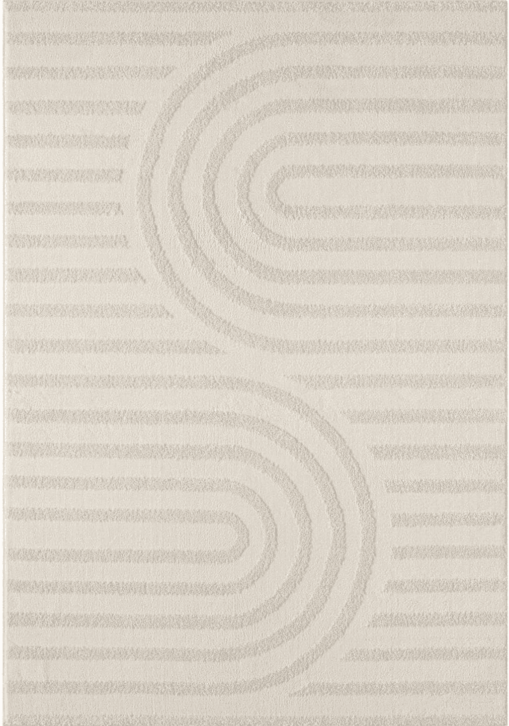 LUXE WEAVERS Modern Geometric Cream 4x5 Area Rug, High Low Texture Carpet