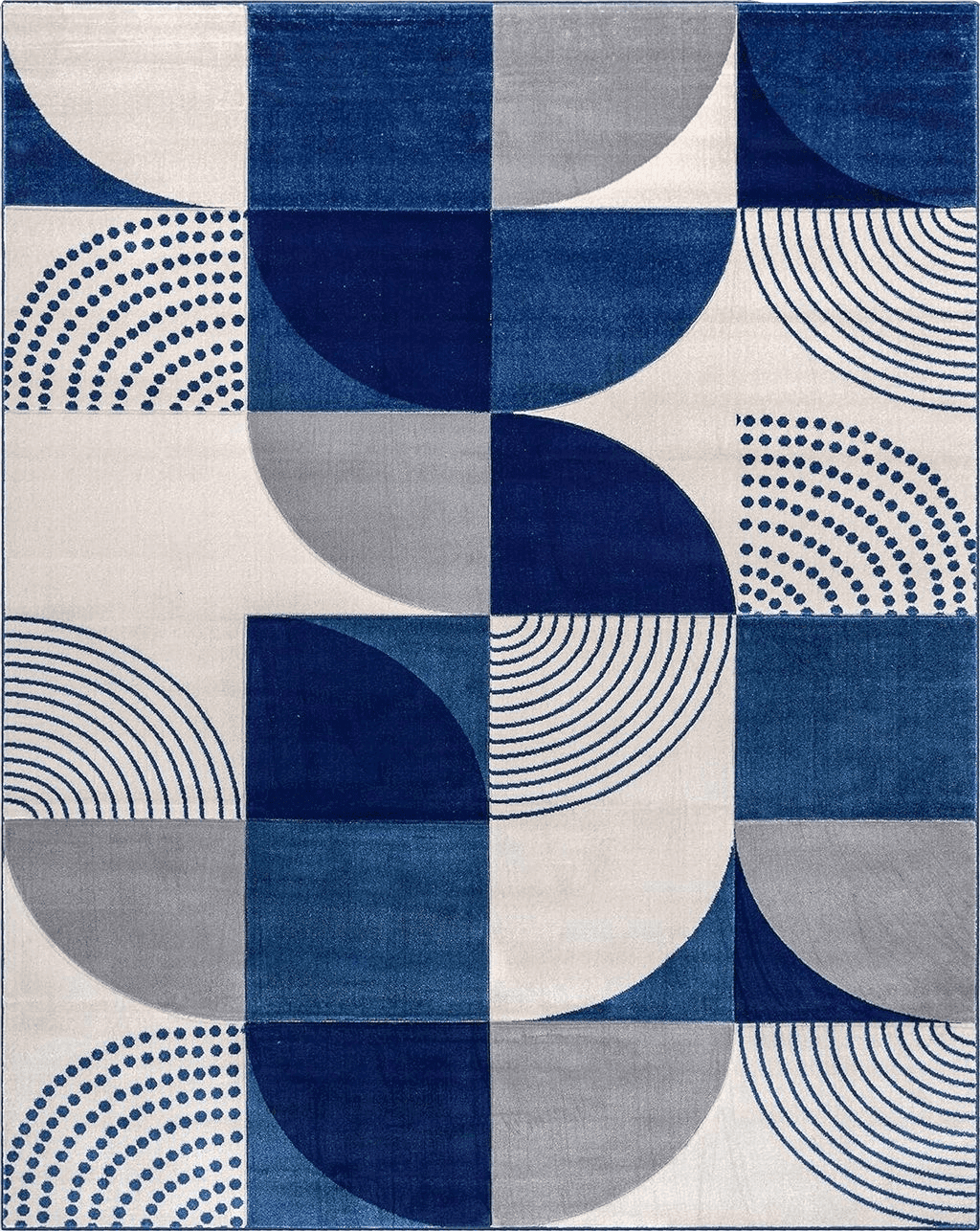 Well Woven Good Vibes Margot Blue Modern Geometric Boxes & Lines 5'3" x 7'3" 3D Texture Area Rug