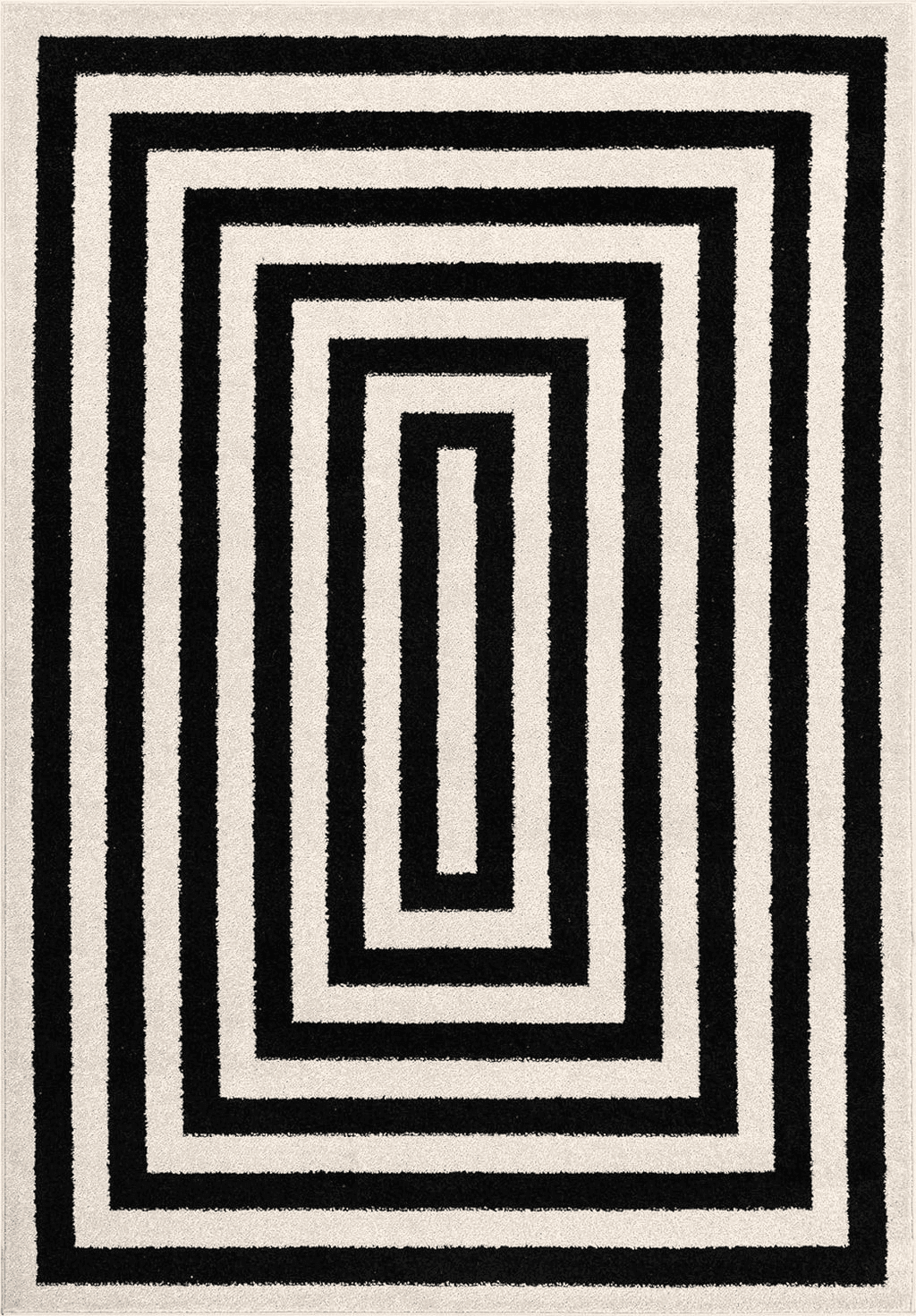 Abani Contemporary Black & Ivory 4' x 6' Area Rug, Contrasting Geometric Modern Stripe Symmetrical Living Room Carpet Rugs