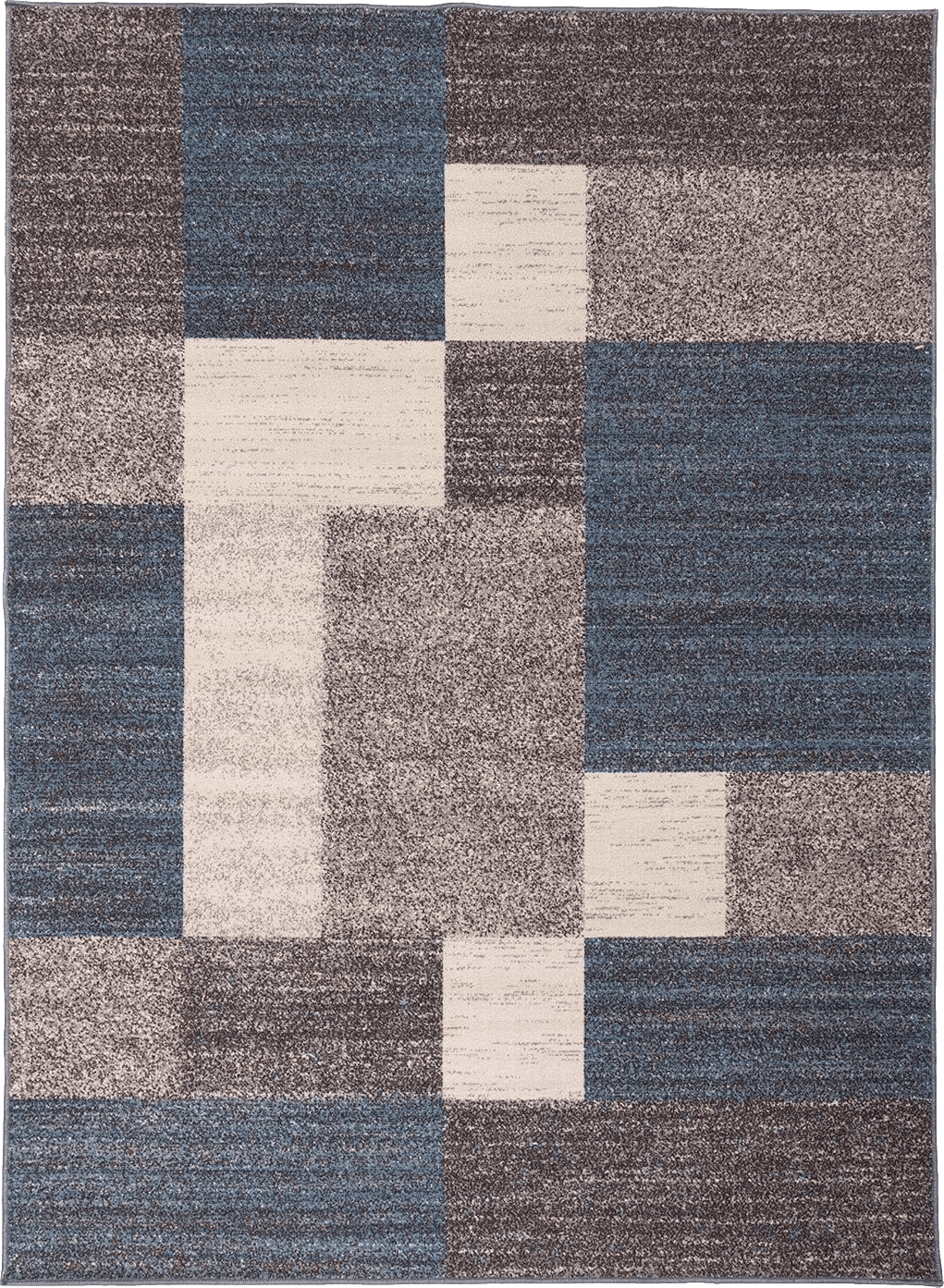 Rugshop Contemporary Blue Boxes Design Non-Slip Area Rug 5' x 7' - Trendy Geometric Pattern