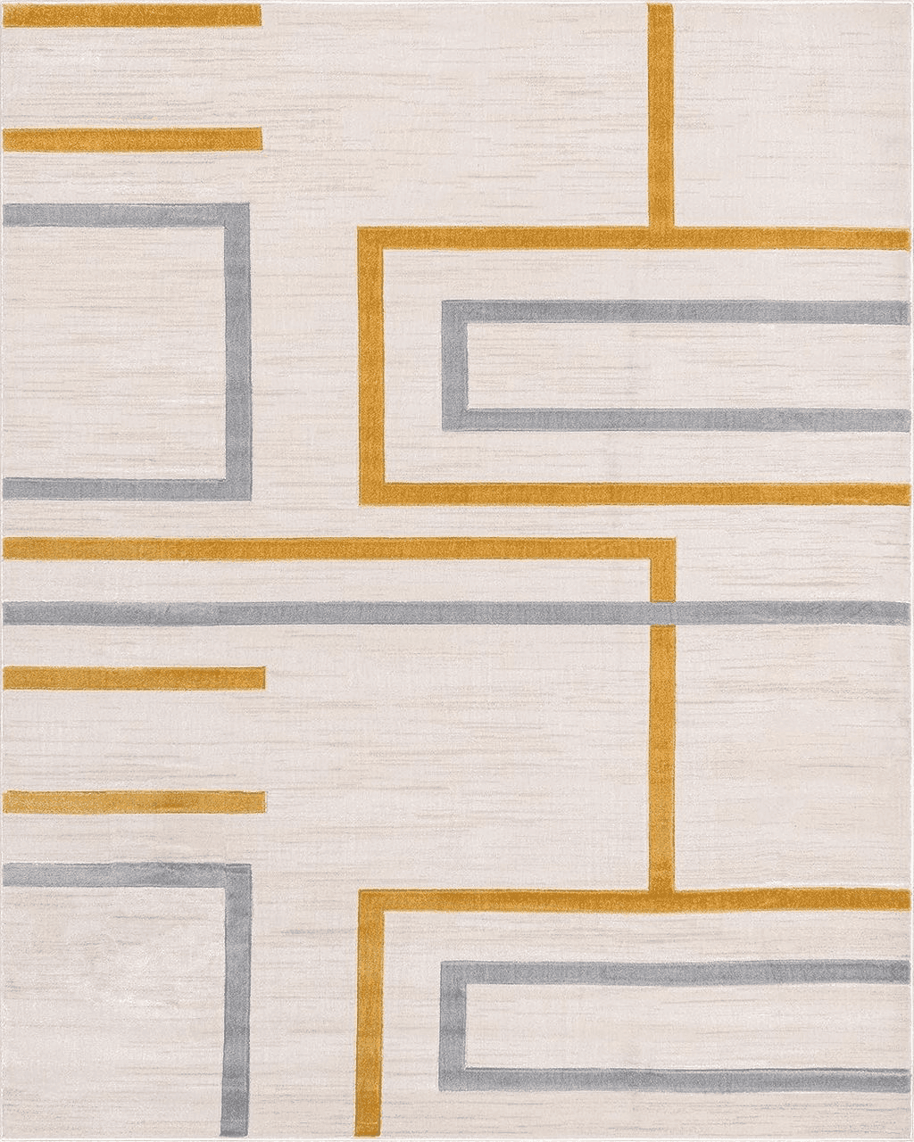 Well Woven Fiora Gold Modern Geometric Stripes & Boxes Pattern Area Rug 5x7 (5'3" x 7'3")