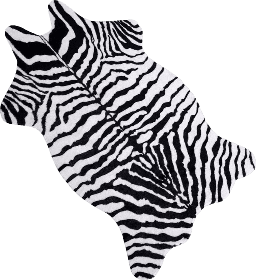 Fluffy Black White Faux Fur Zebra Animal Print Rug Perfect Throw Area Rug Carpet Floor Mat for Office/Kids Room/Under Tables/Smaller Area 3.6x2.3 feet