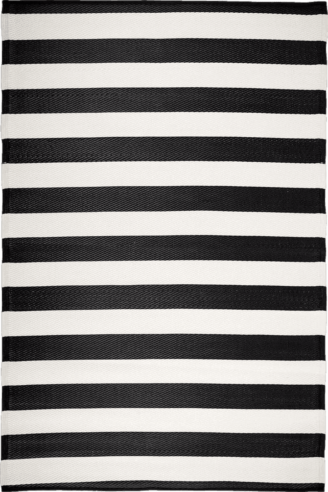 Outdoor White DII Outdoor Rug Collection Reversible Woven Polypropylene Plastic Straw Mat, 4x6-Feet, Black & White