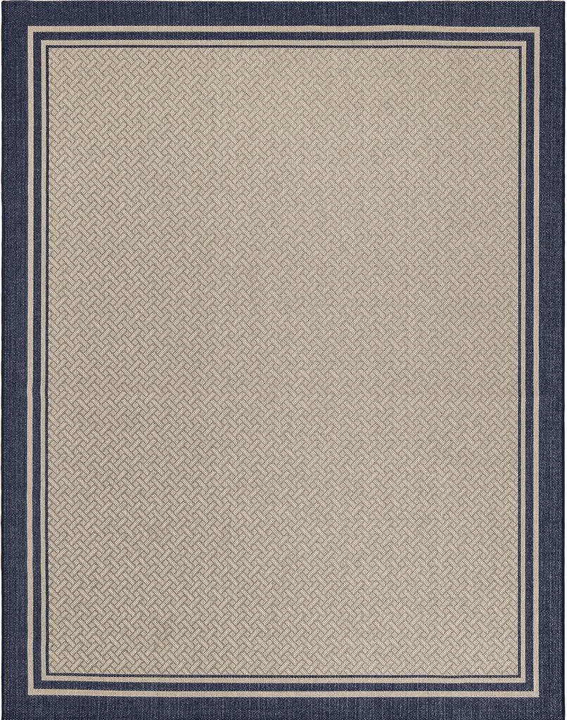 Gertmenian Indoor Outdoor Area Rug, Classic Flatweave, Washable, Stain & UV Resistant Carpet, Deck, Patio, Poolside & Mudroom, 6x9 Ft Medium, Simple Border, Navy Blue, 21768