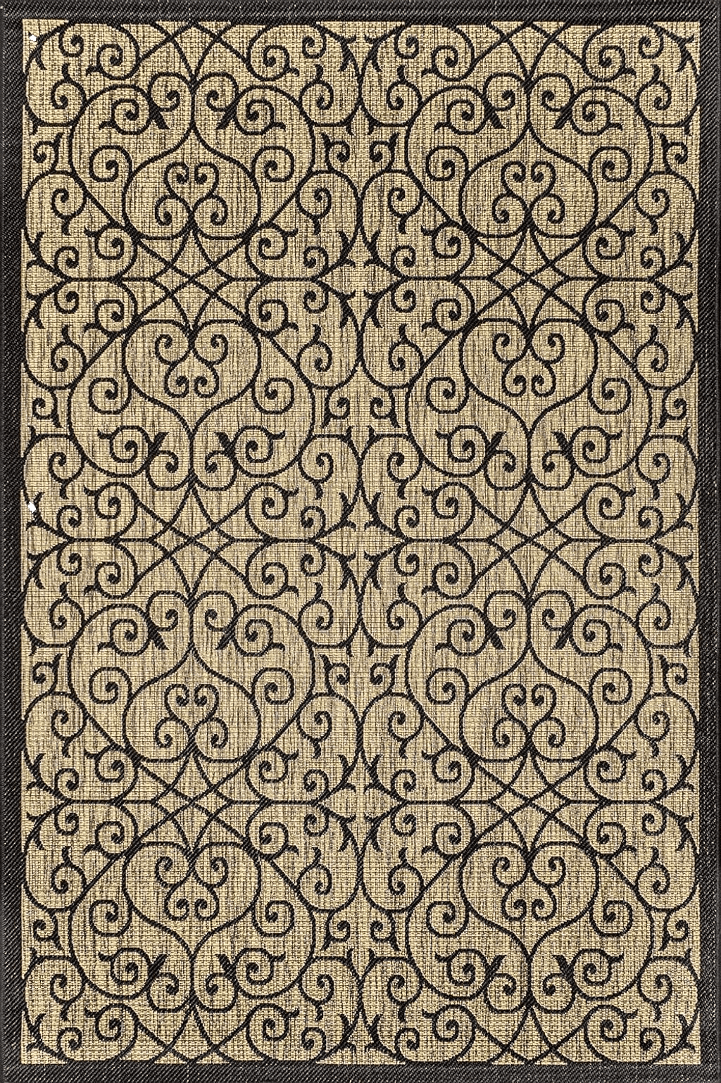 JONATHAN Y Madrid Vintage Filigree Textured Weave Indoor/Outdoor Black/Khaki 8 ft. x 10 ft. Area-Rug, Classic,Easy-Cleaning,HighTraffic,LivingRoom,Backyard, Non Shedding, SMB107A-8