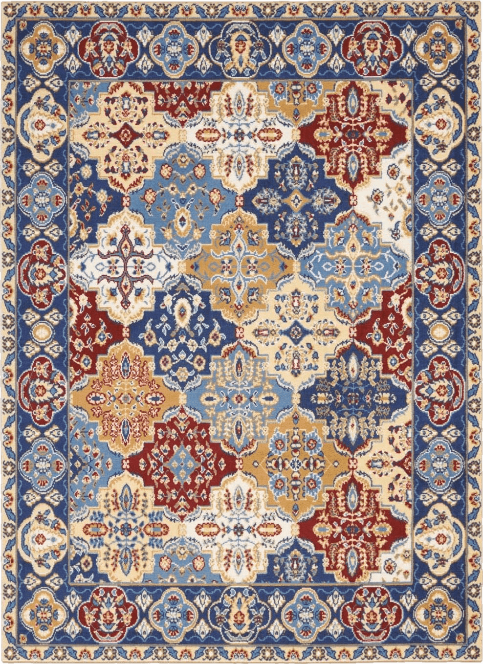 Nourison Grafix Persian Multicolor 7' x 10' Area -Rug, easy-clean, Non Shedding, Bed Room, Living Room, Dining Room, Kitchen (7x10)