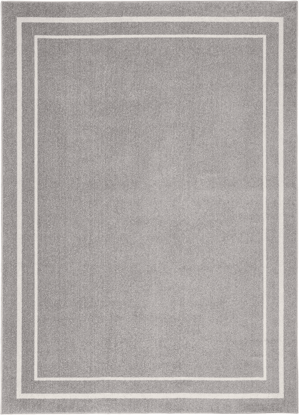 Nourison Essentials Indoor/Outdoor Grey/Ivory 5' x 7' Area -Rug, Easy -Cleaning, Non Shedding, Bed Room, Living Room, Dining Room, Backyard, Deck, Patio (5x7)