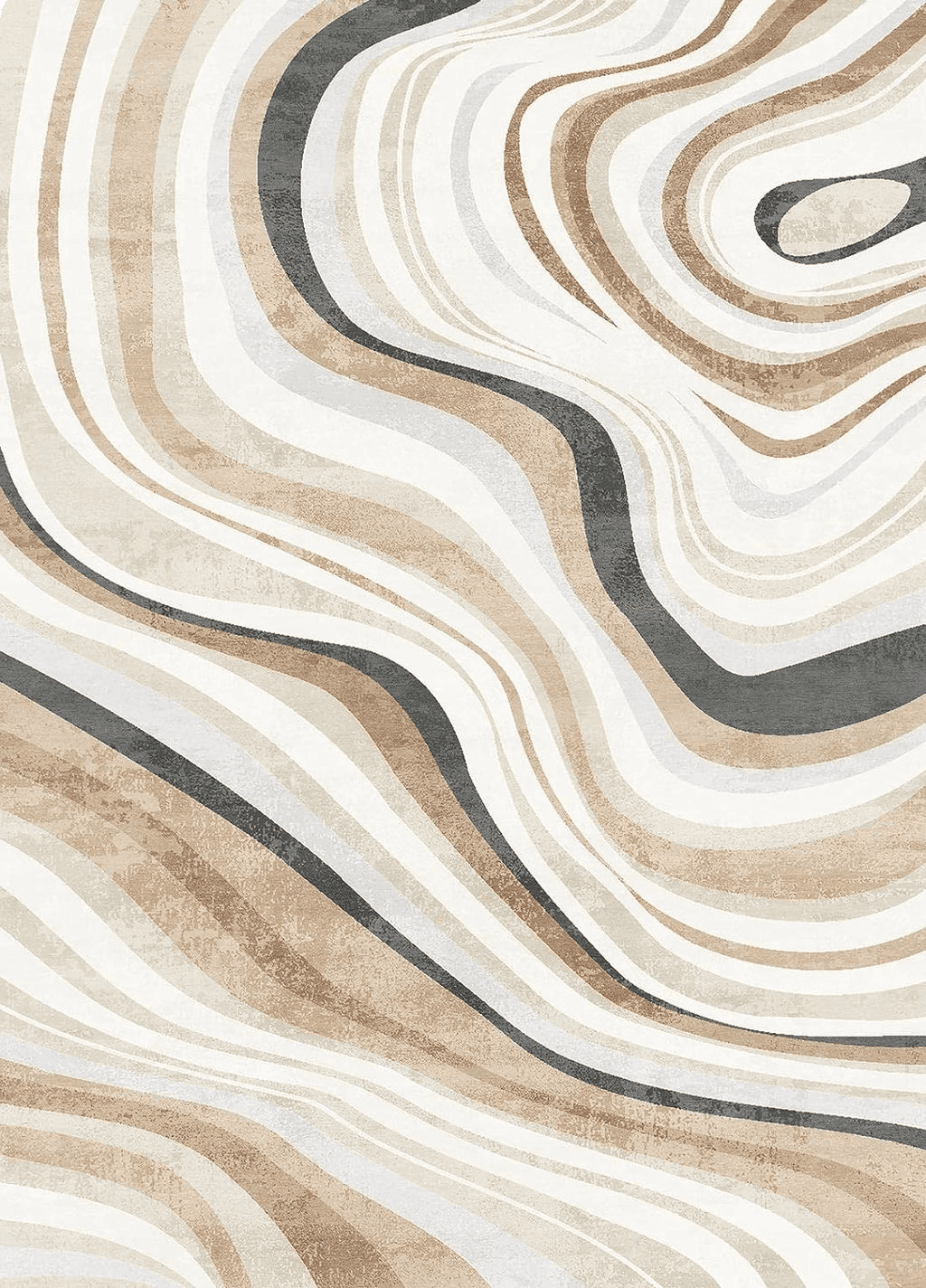 FINOREN Artistic Abstract Area Rug.Cream and Brown,3x5 Feet,Suitable for Bedroom,Living Room,Apartment,Machine Washable Non-Slip Soft Modern Interior Rug,Smudge-Proof,Non-Shedding.