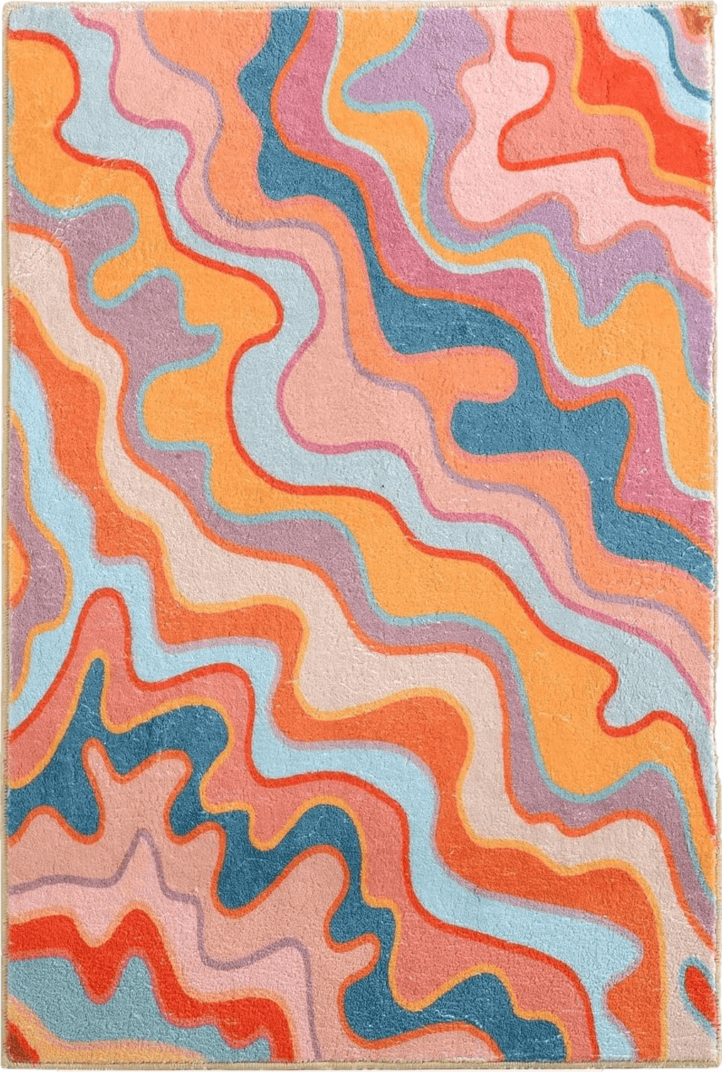 Geometric Pink YoKii Vintage Abstract Area Rug 3x5 Faux Wool Hippie Aesthetic Colorful Striped Geometric Non-Slip Throw Rugs Carpet for Kitchen Entryway Rubber Backed, Orange and Blush