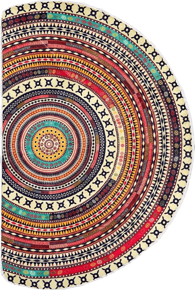 Outdoor Multicolor Boho Half Round Indoor Entrance Rug Doormats 36x24 Inches Absorbent Non-Slip Bedroom Front Back Outdoor Welcome for Entryway Machine Washable, Bohemia Ethnic Style Pattern