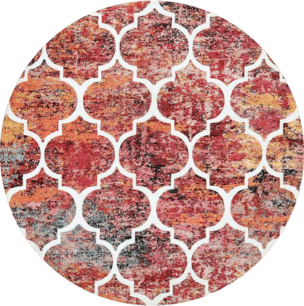 Area Pink All Rounds/Square Lahome Moroccan Round Rugs - 4Ft Washable Non-Slip Small Round Area Rug Throw Soft Sofa Kids Nursery Room Circle Rug, Colorful Print Distressed Round Carpet for Bedroom Entryway Bathroom Living Room