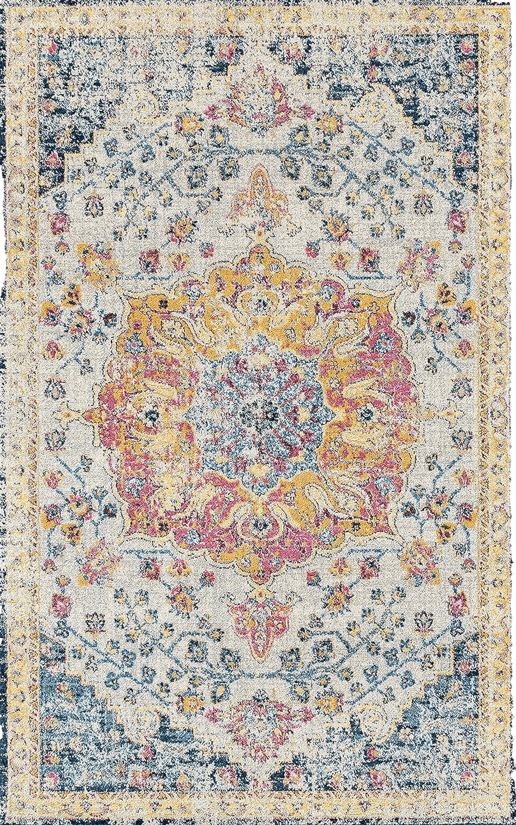 Yancorp 5'x7' Boho Area Rug for Bedroom Washable Rug Vintage Carpet Living Room Non Slip Hallway Runner Rug Indoor Floor Mats Colorful Entryway Rugs,Floral Rug