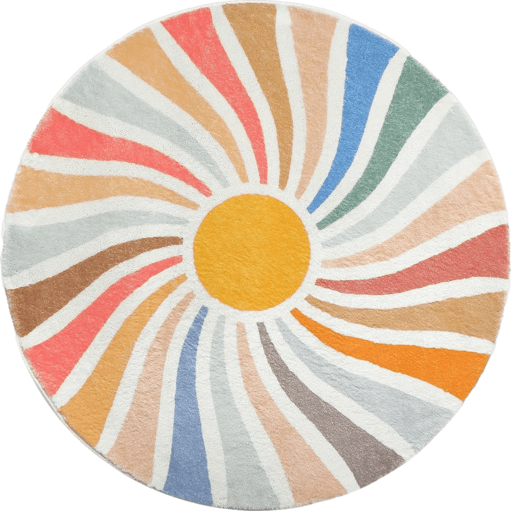 Rainbow Topotdor Sun Rainbow Round Rug,Colorful Boho Kids Rug Ultra Soft Washable Nursery Rug for Bedroom Perschool Classroom,47" Round