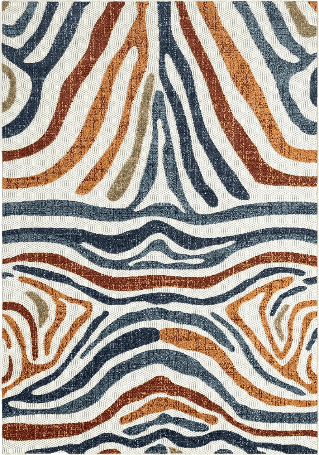 Outdoor Multicolor Abani Colorful Contemporary Zebra Print Area Rug Rugs - Multicolor Non-Shed 4' x 6' Animal Pattern Blue & Brown Indoor/Outdoor Rug