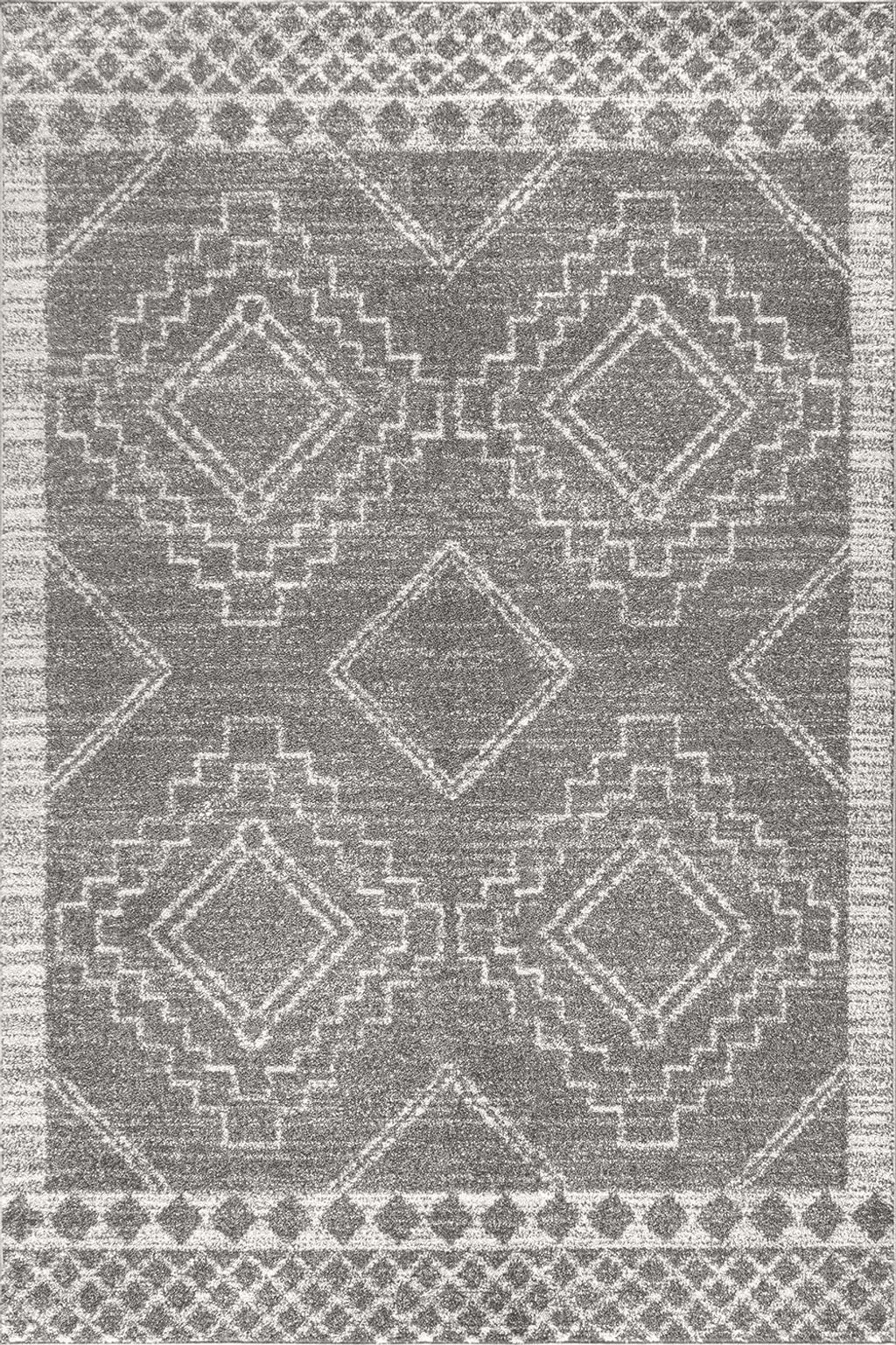 JONATHAN Y MOH200C-8 Amir Moroccan Beni Souk Indoor Area-Rug Bohemian Farmhouse Rustic Geometric Easy-Cleaning Bedroom Kitchen Living Room Non Shedding, 8 X 10, Gray,Cream